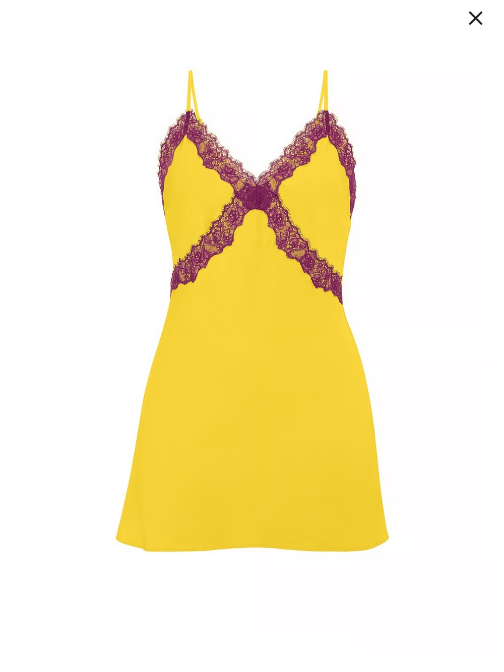 Victoria's Secret yellow slip dress with purple lace trim